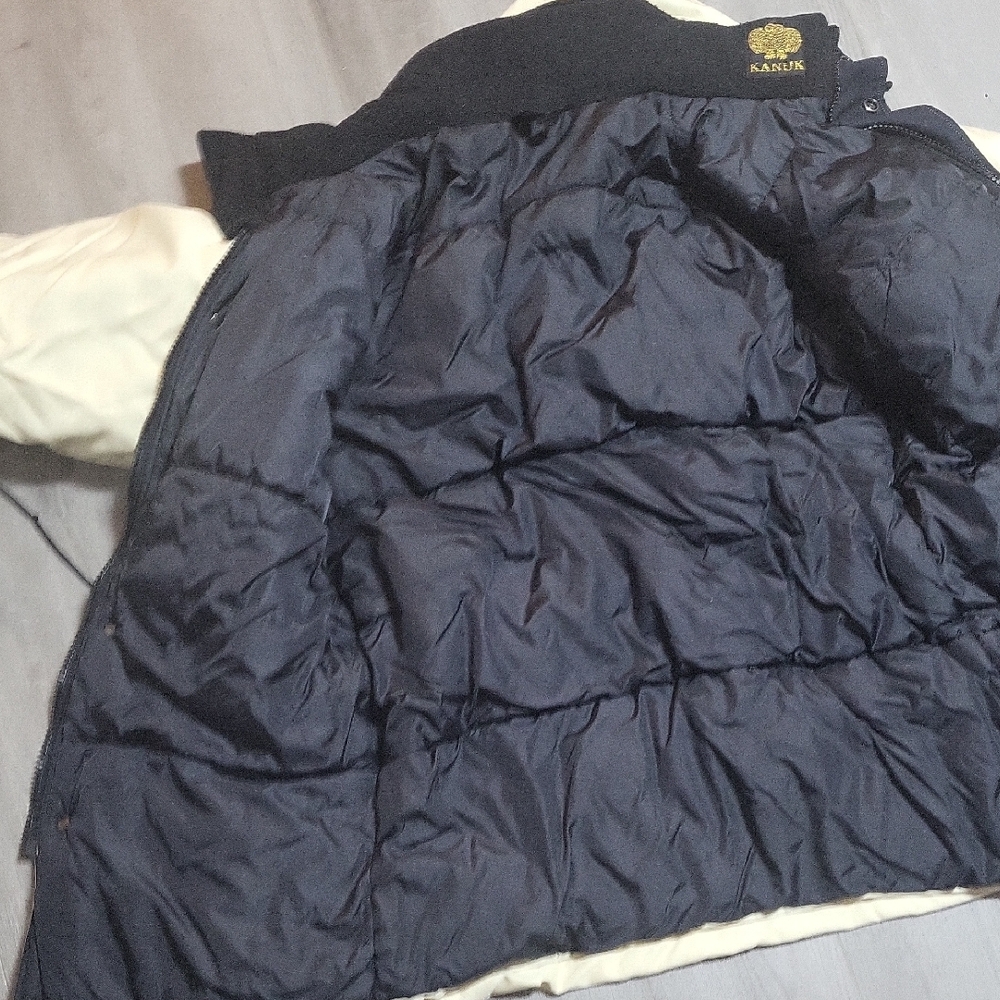Women's Cream Puffer Jacket with Black Details - Picture 16 of 16